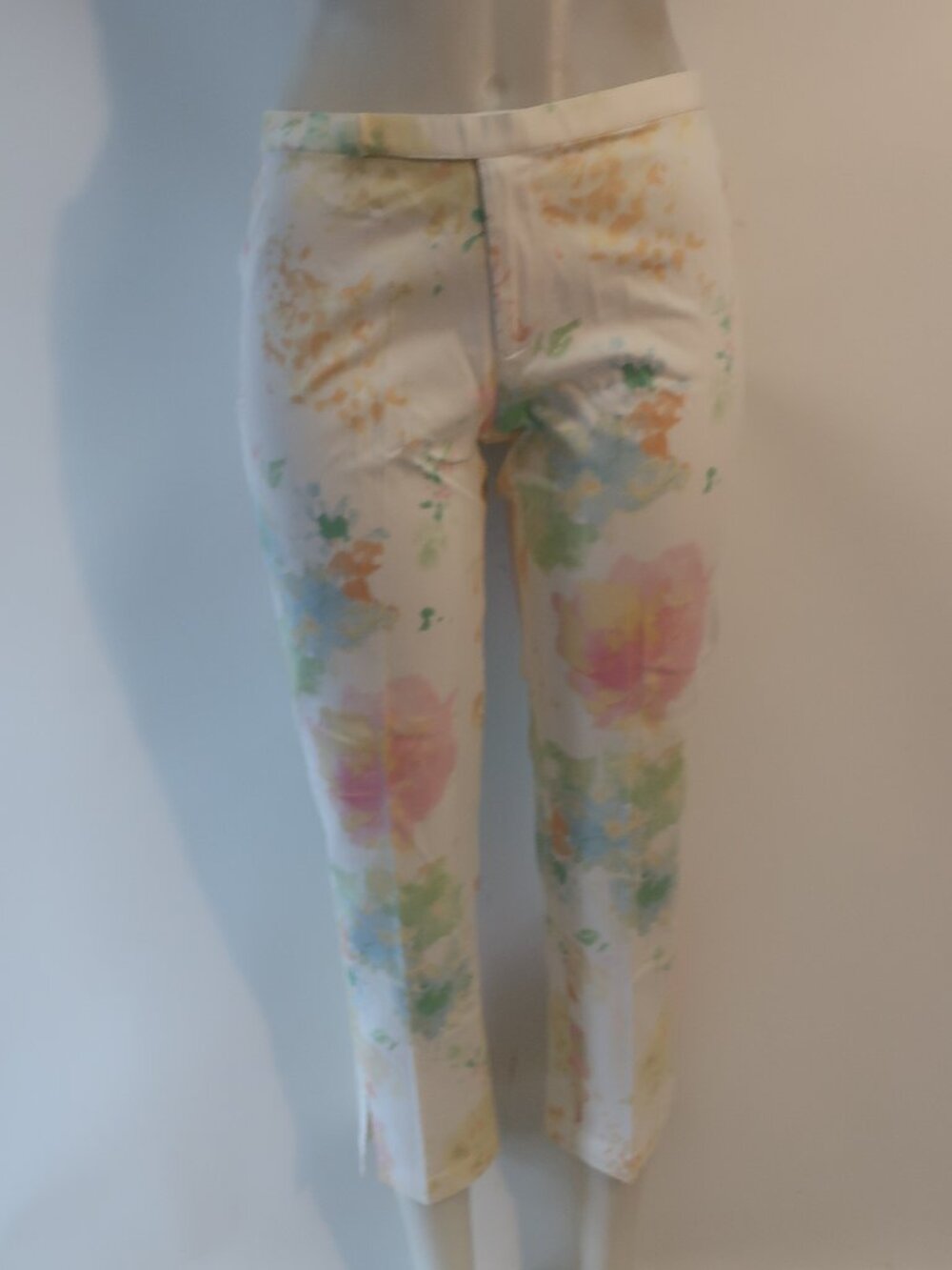 Womens Ralph Lauren Black Label White Pastel Multi (Item- 84) Floral Crop Pant 8
